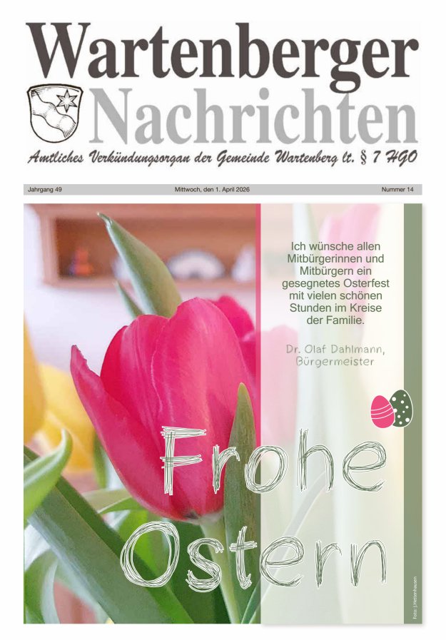 Wartenberger Nachrichten Titelblatt 14/2026