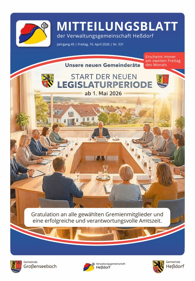 Mitteilungsblatt der Verwaltungsgemeinschaft Heßdorf Titelblatt 531/2026