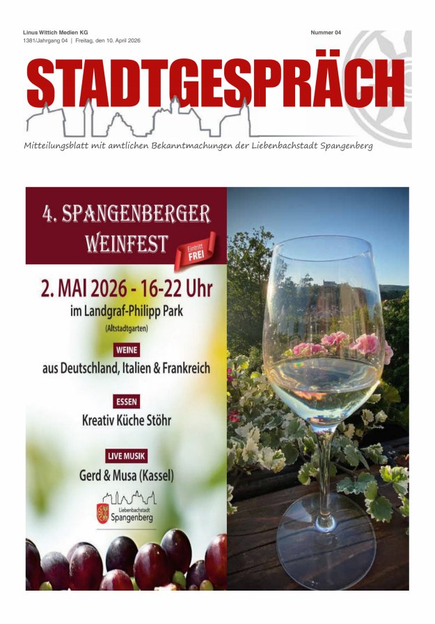 Stadtgespräch Spangenberg Titelblatt 04/2026