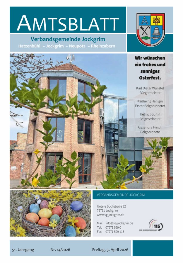 Amtsblatt VG Jockgrim Titelblatt 14/2026