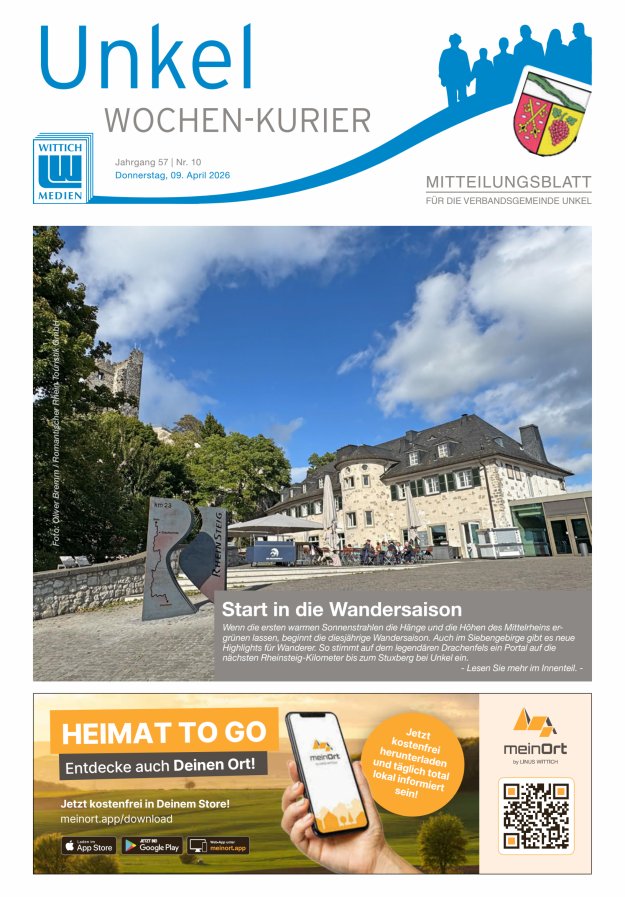Wochen-Kurier Verbandsgemeinde Unkel Titelblatt 10/2026