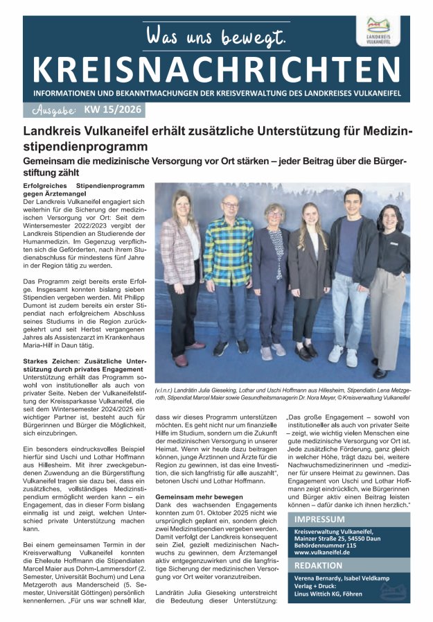 Kreisnachrichten Titelblatt 15/2026