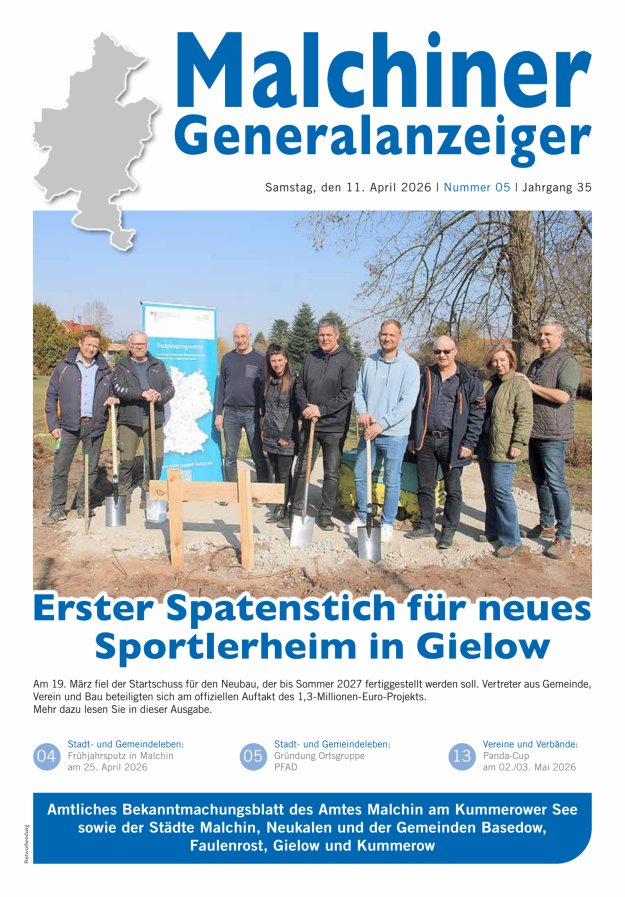 Malchiner Generalanzeiger Titelblatt 05/2026