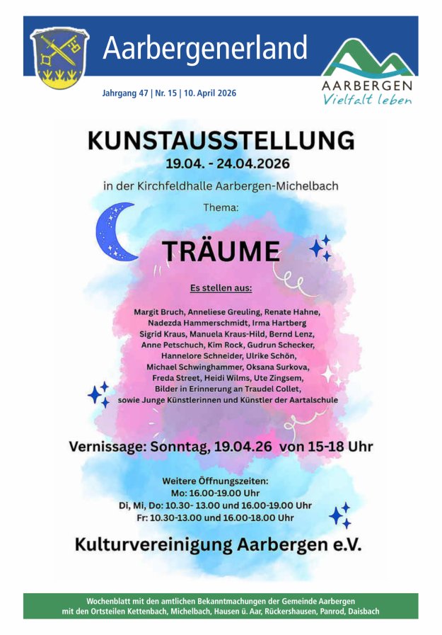 Aarbergenerland - Wochenblatt mit den amtlichen Bekanntmachungen Titelblatt 15/2026