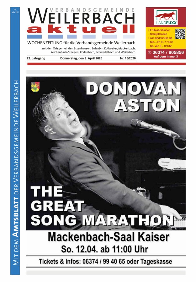 Verbandsgemeinde Weilerbach aktuell Titelblatt 15/2026