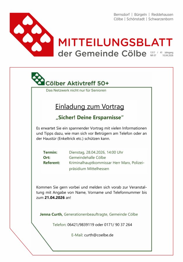 Cölbe Titelblatt 07/2026