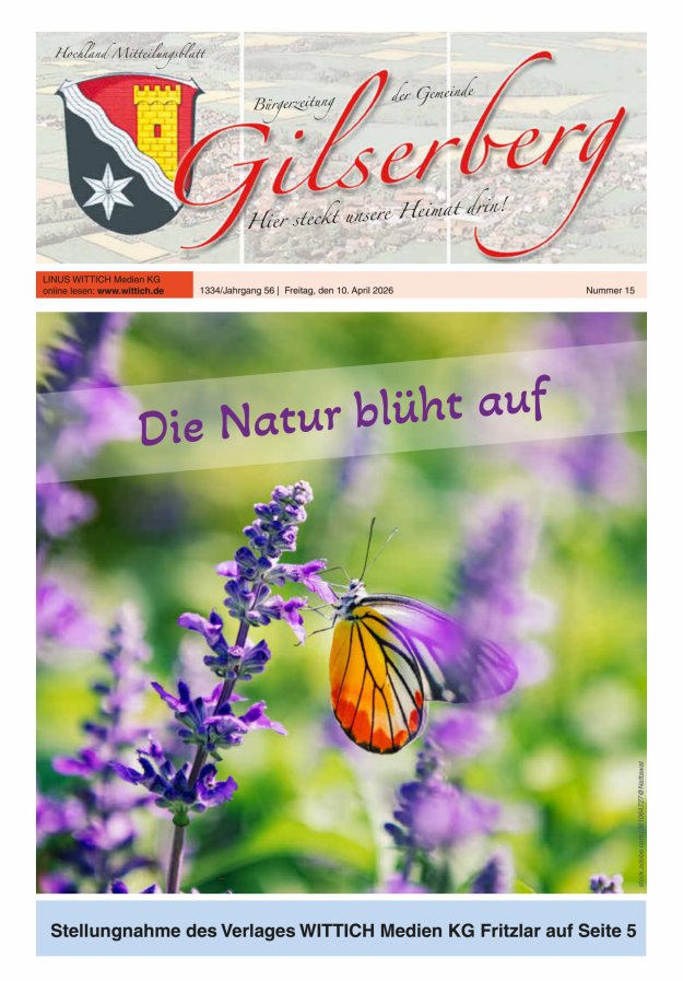 Hochland Mitteilungsblatt Gilserberg Titelblatt 15/2026