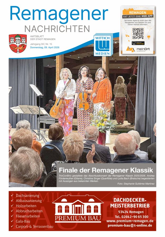 Remagener Nachrichten Titelblatt 15/2026