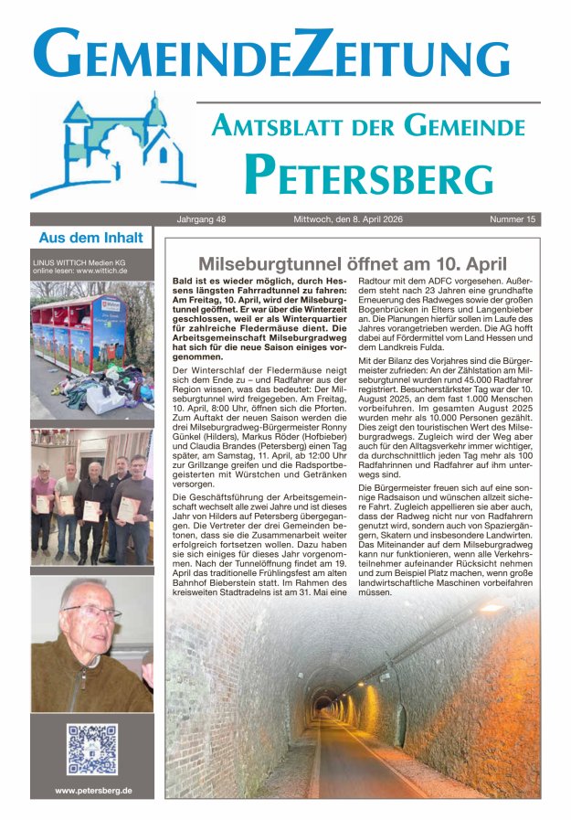 Amtsblatt Blickpunkt Petersberg Titelblatt 15/2026