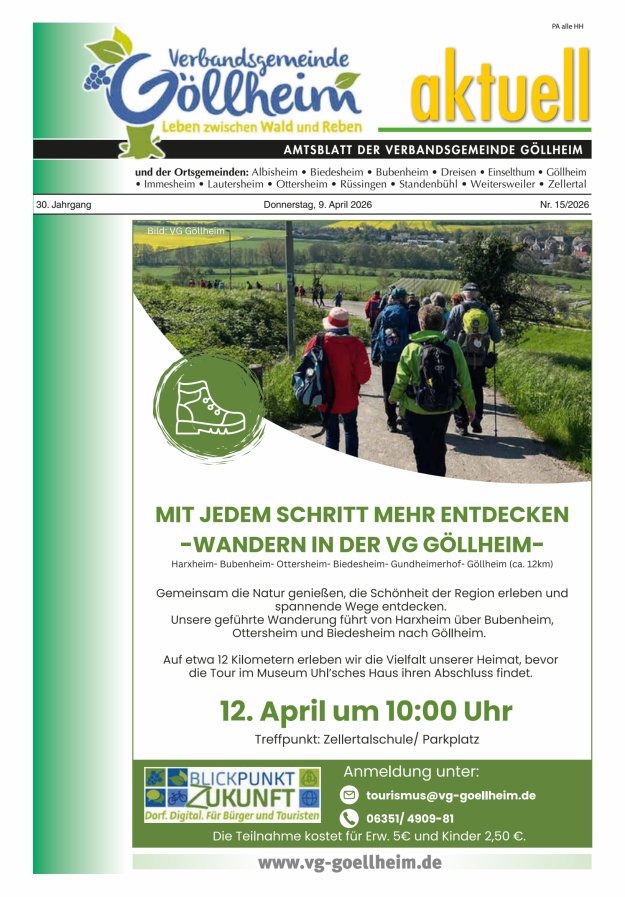 Verbandsgemeinde Göllheim aktuell Titelblatt 15/2026