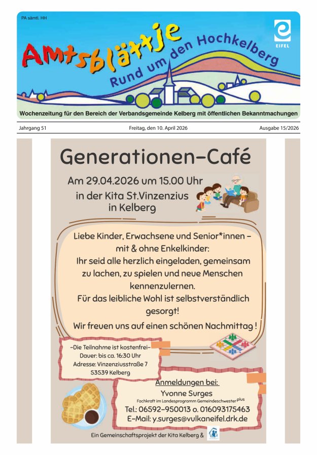 Amtsblättje - Rund um den Hochkelberg Titelblatt 15/2026