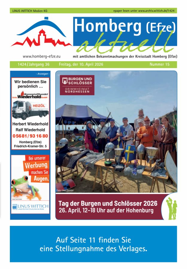 Homberg Efze aktuell Titelblatt 15/2026