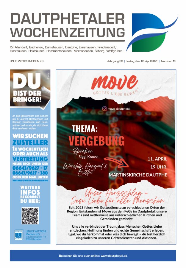 Dautphetaler Wochenzeitung Titelblatt 15/2026