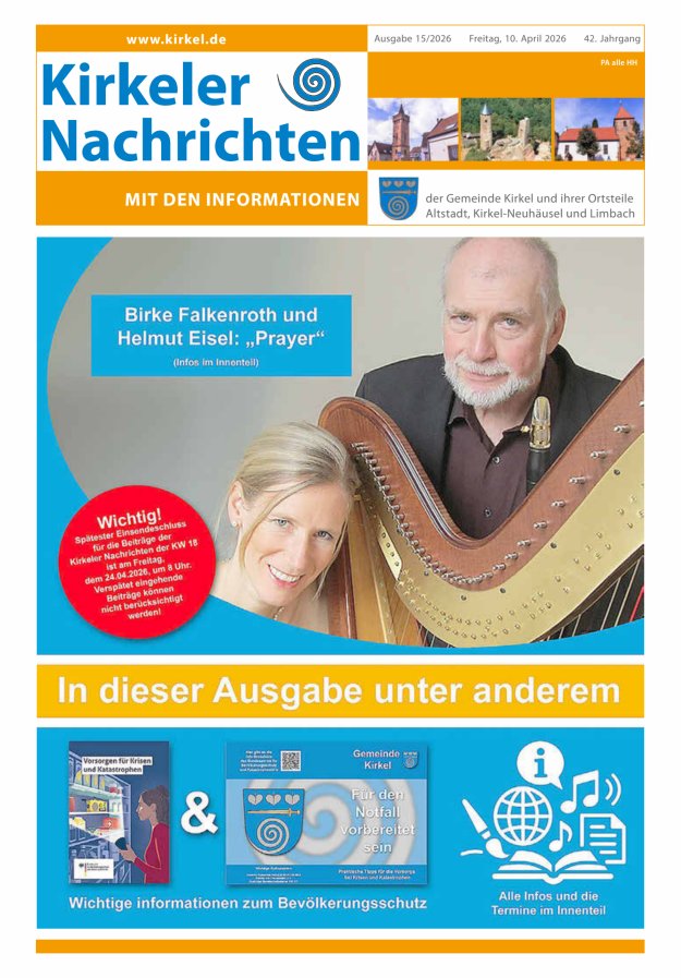 Kirkeler Nachrichten Titelblatt 15/2026