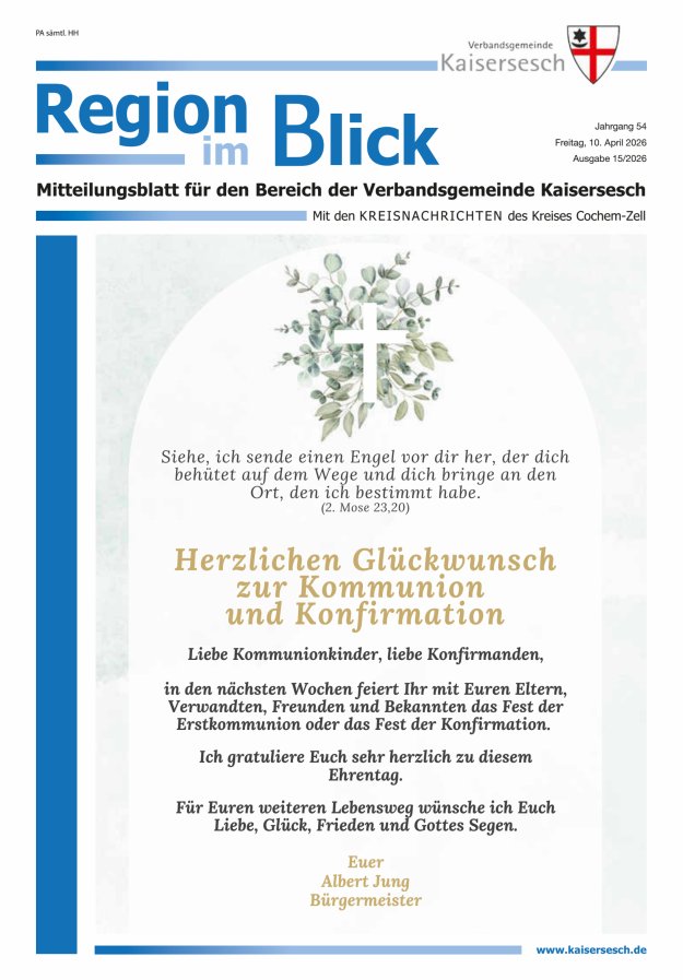 Region im Blick VG Kaisersesch Titelblatt 15/2026