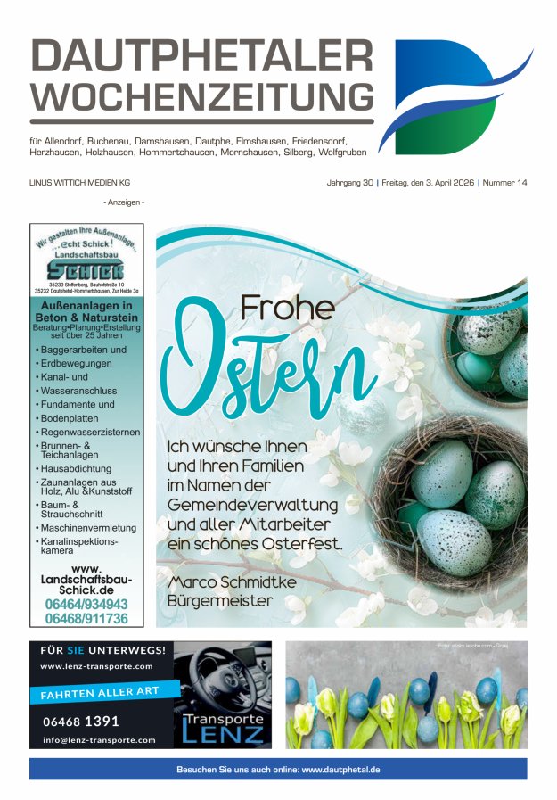 Dautphetaler Wochenzeitung Titelblatt 14/2026
