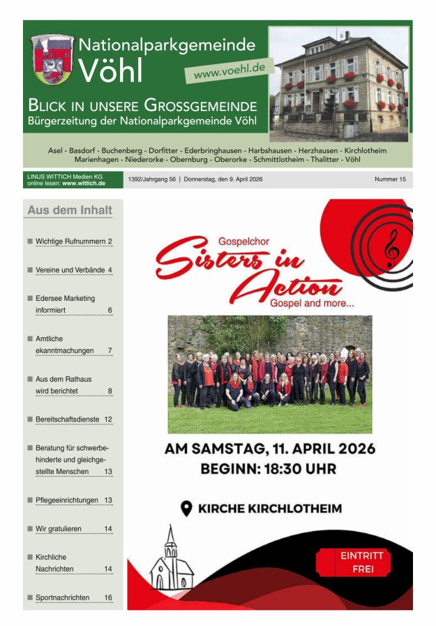 Blick in unsere Grossgemeinde Titelblatt 15/2026