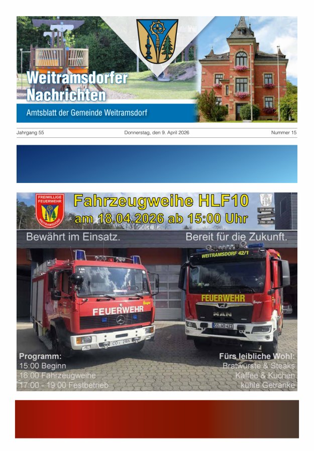 Weitramsdorfer Nachrichten Titelblatt 15/2026