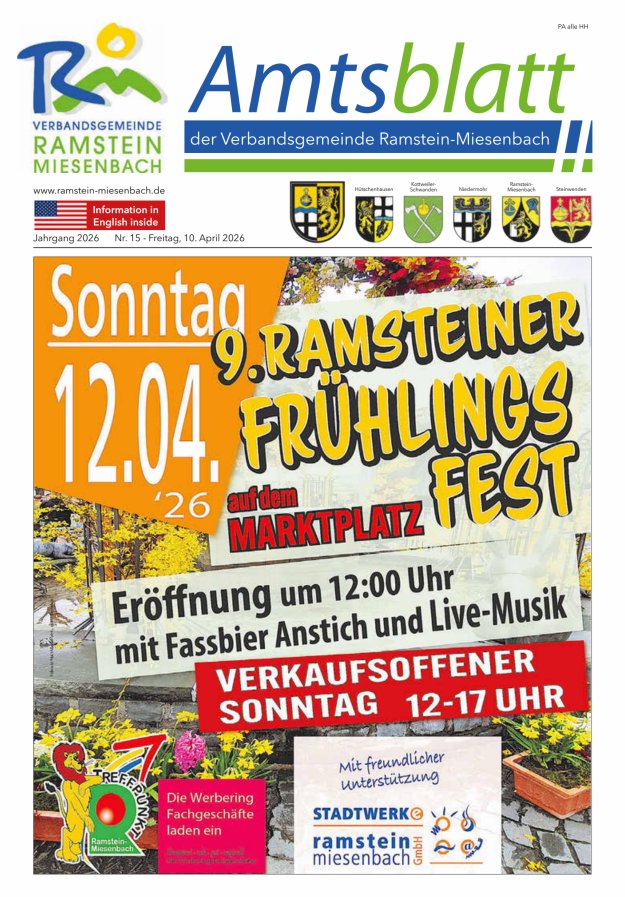 Amtsblatt VG Ramstein-Miesenbach Titelblatt 15/2026