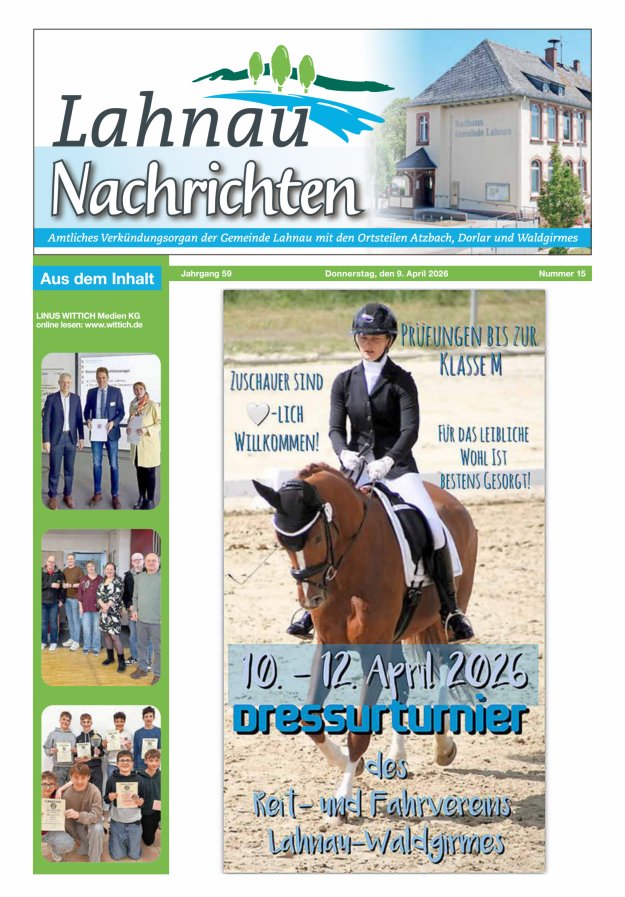 Lahnau Nachrichten Titelblatt 15/2026