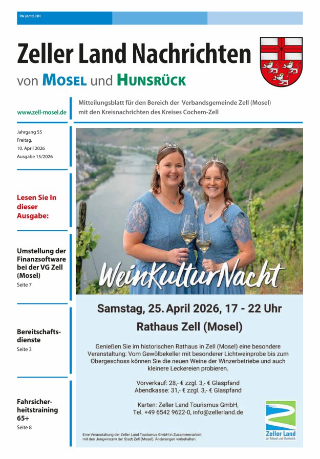 Zeller Land Nachrichten Titelblatt 15/2026