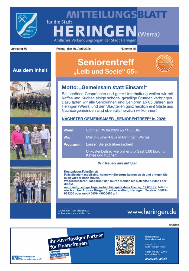 Mitteilungsblatt Heringen Titelblatt 15/2026