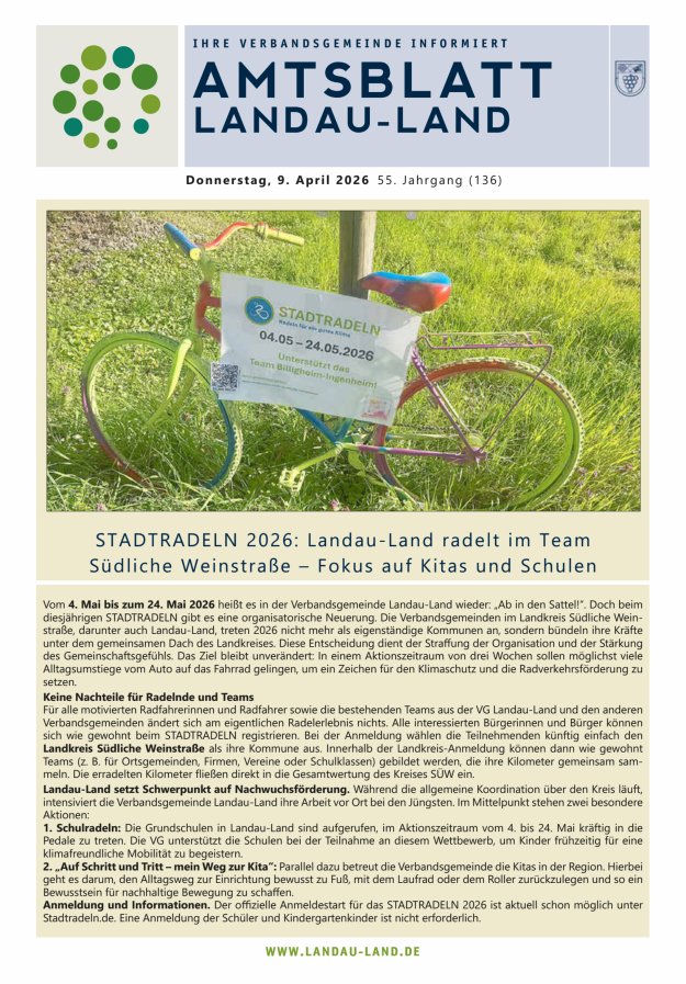 Amtsblatt VG Landau-Land Titelblatt 15/2026