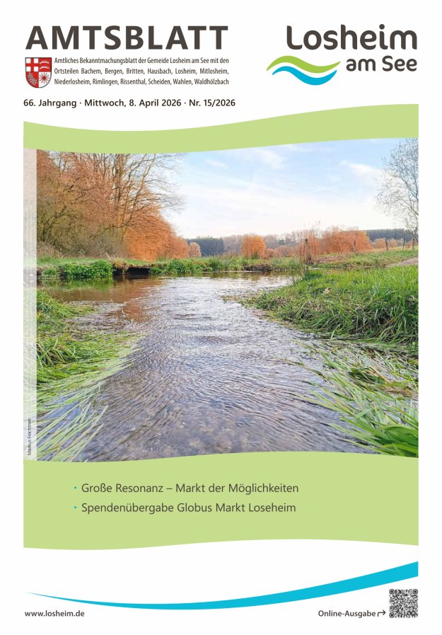 Amtliches Bekanntmachungsblatt der Gemeinde Losheim am See Titelblatt 15/2026