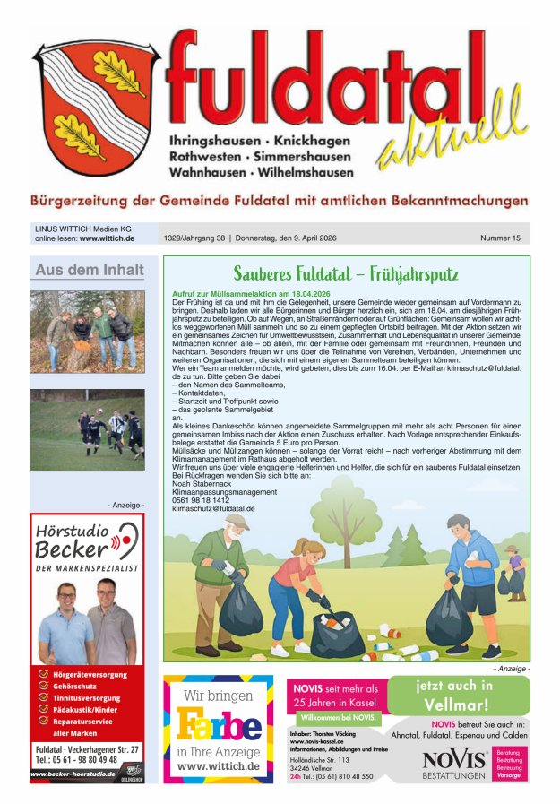 Fuldatal aktuell Titelblatt 15/2026