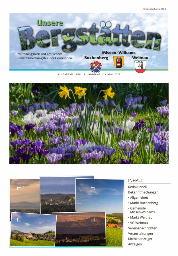 Unsere Bergstätten Mitteilungsblatt mit amtlichem Bekanntmachungsteil Titelblatt 15/2026