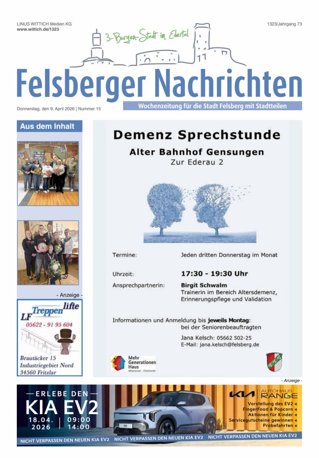 Felsberger Nachrichten Titelblatt 15/2026