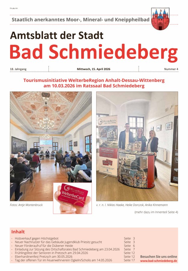 Amtsblatt der Stadt Bad Schmiedeberg Titelblatt 04/2026