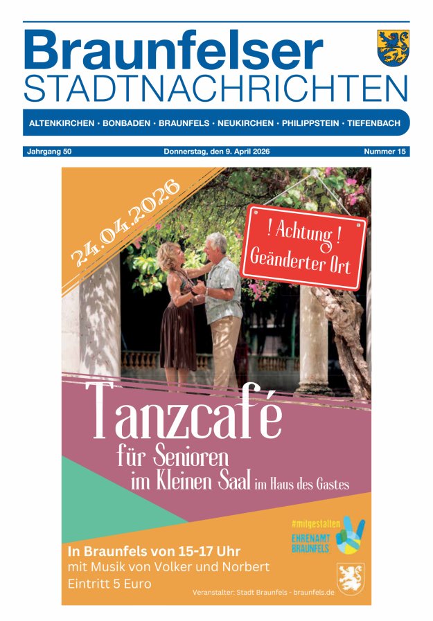Braunfelser Stadtnachrichten Titelblatt 15/2026