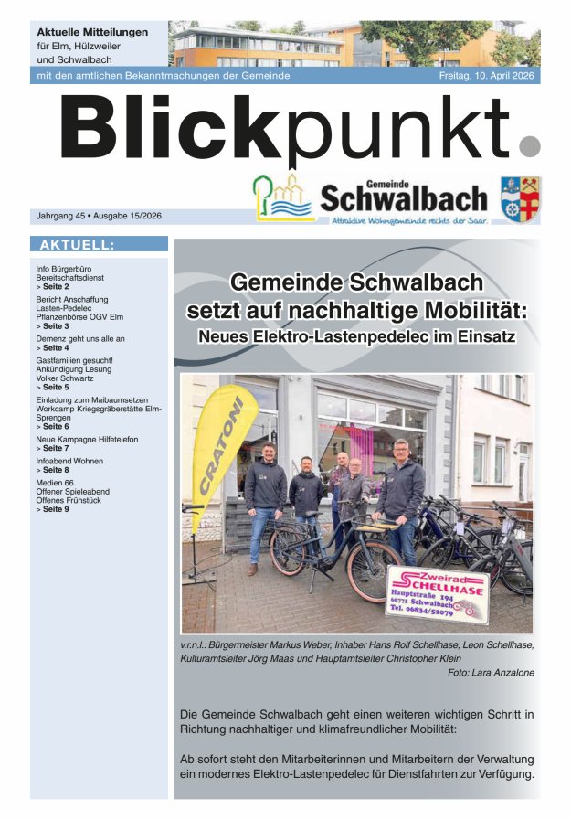Blickpunkt Schwalbach Titelblatt 15/2026