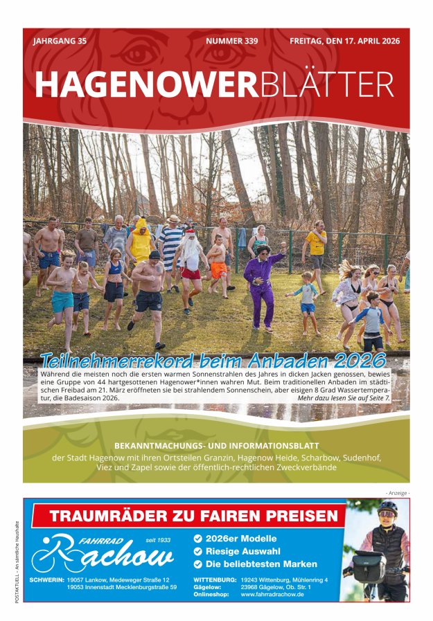 Hagenower Blätter Titelblatt 339/2026
