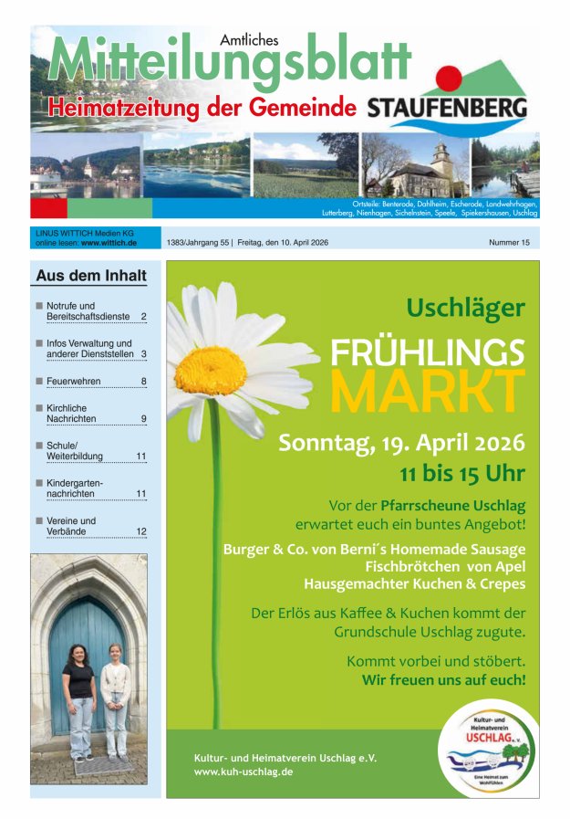 Heimatzeitung der Gemeinde Staufenberg Titelblatt 15/2026