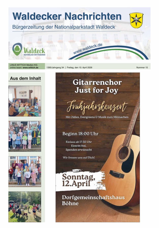 Waldecker Nachrichten Titelblatt 15/2026