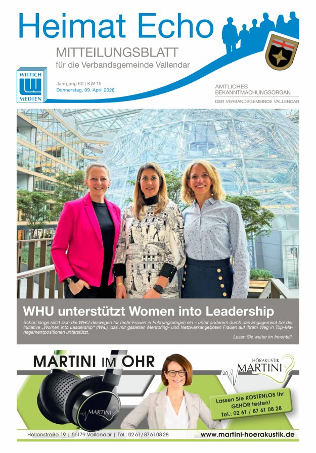 Heimat-Echo - Heimat- und Bürgerzeitung Verbandsgemeinde Vallendar Titelblatt 15/2026