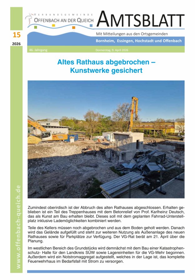 Amtsblatt VG Offenbach an der Queich Titelblatt 15/2026