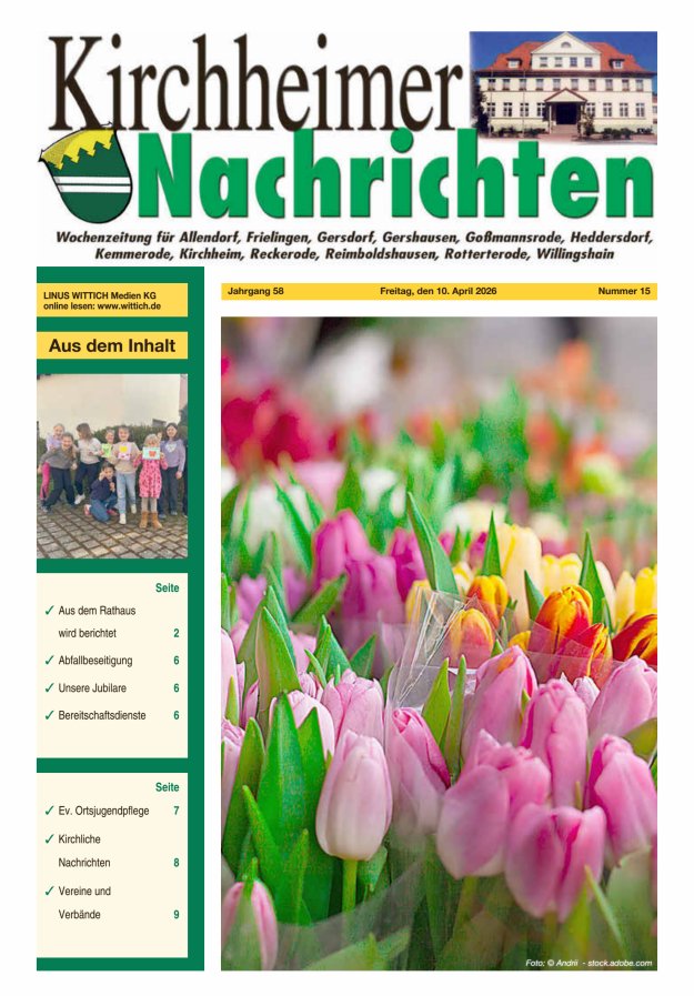 Kirchheimer Nachrichten Titelblatt 15/2026