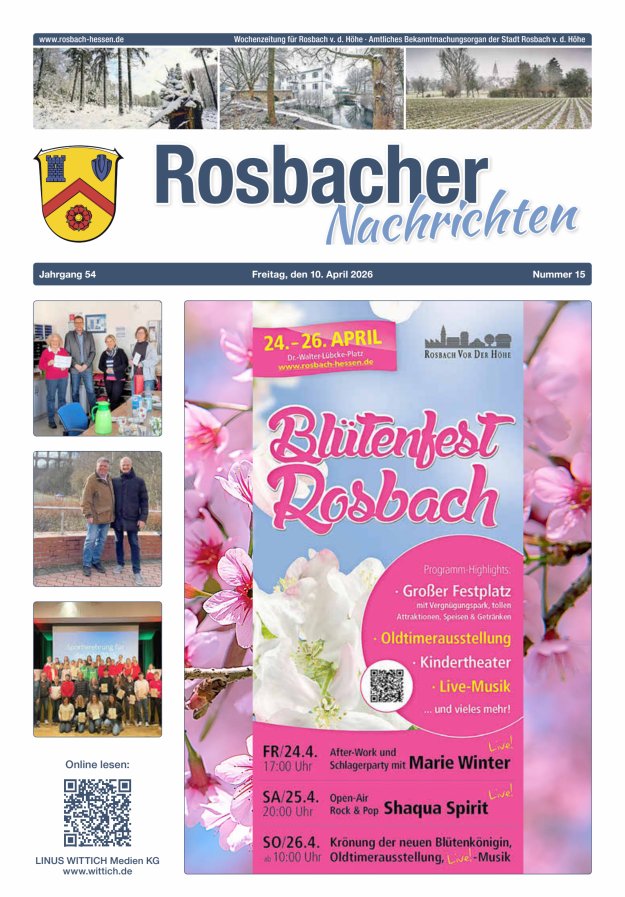 Rosbacher Nachrichten Titelblatt 15/2026