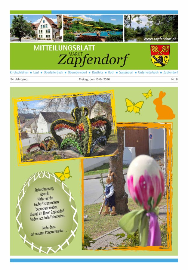 Mitteilungsblatt Markt Zapfendorf Titelblatt 08/2026