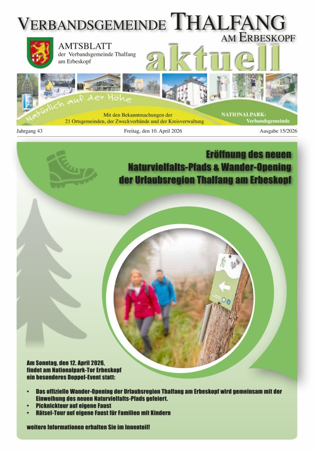 Thalfang aktuell - Amtsblatt VG Thalfang Titelblatt 15/2026