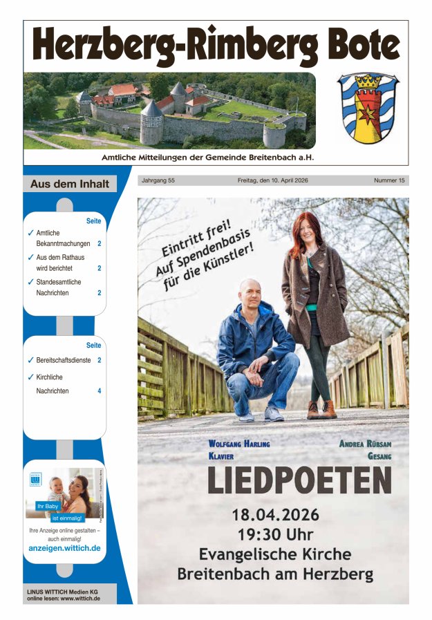 Herzberg-Rimberg Bote Titelblatt 15/2026