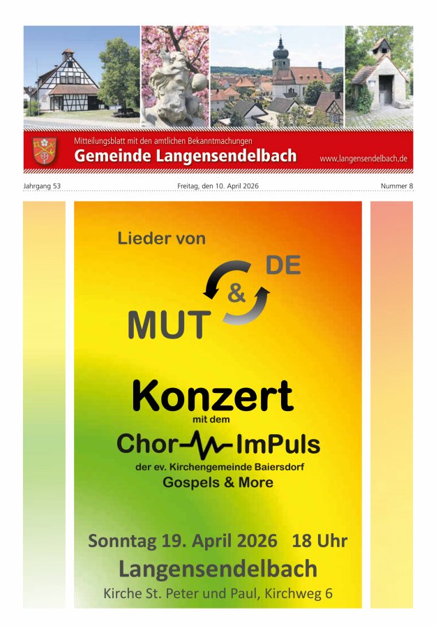 Mitteilungsblatt - Gemeinde Langensendelbach Titelblatt 08/2026
