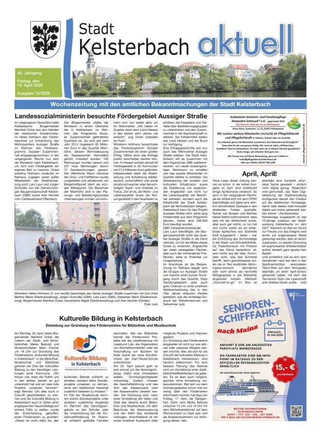 Kelsterbach aktuell Titelblatt 15/2026
