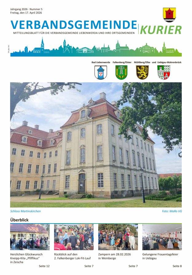Verbandsgemeindekurier - Mitteilungsblatt für die Verbandsgemeinde Liebenwerda Titelblatt 05/2026