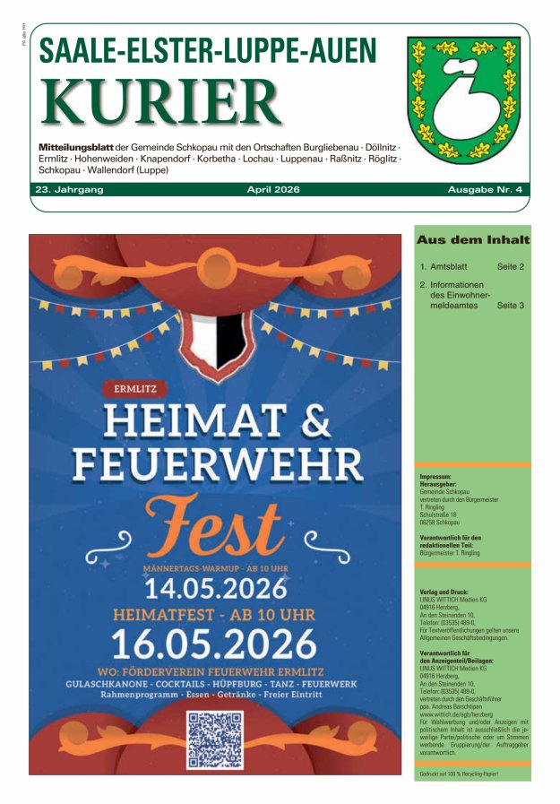 Saale-Elster-Luppe-Auen-Kurier Titelblatt 04/2026