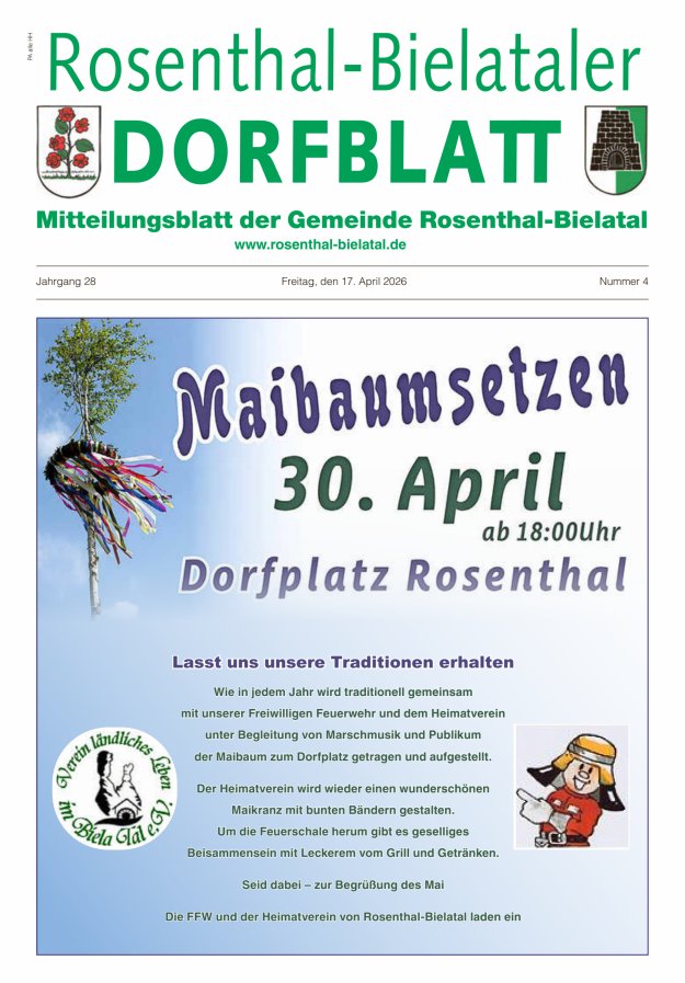 Rosenthal-Bielataler Dorfblatt Titelblatt 04/2026