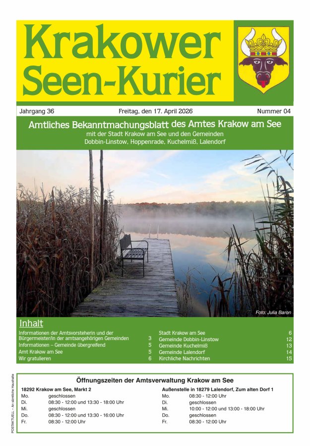 Krakower Seen-Kurier Titelblatt 04/2026
